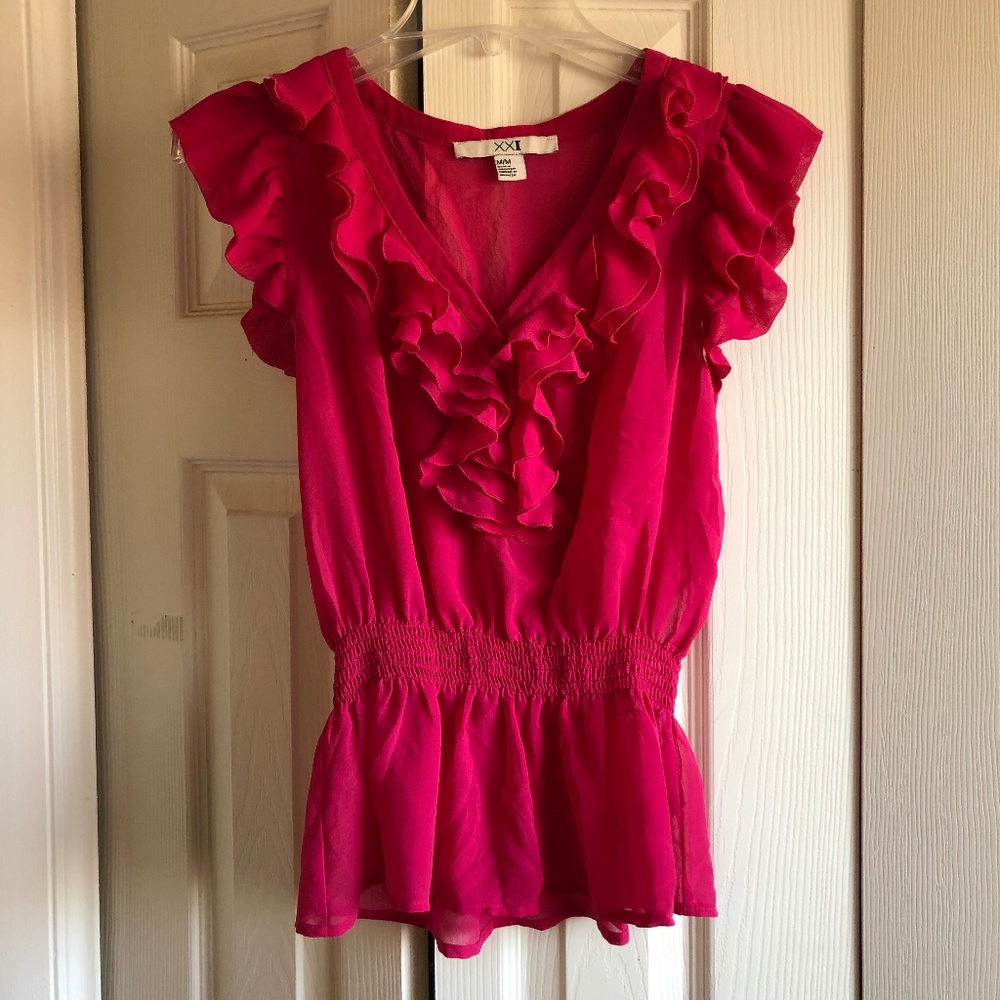 SALE!! 5/$20 - Ruffled pink blouse